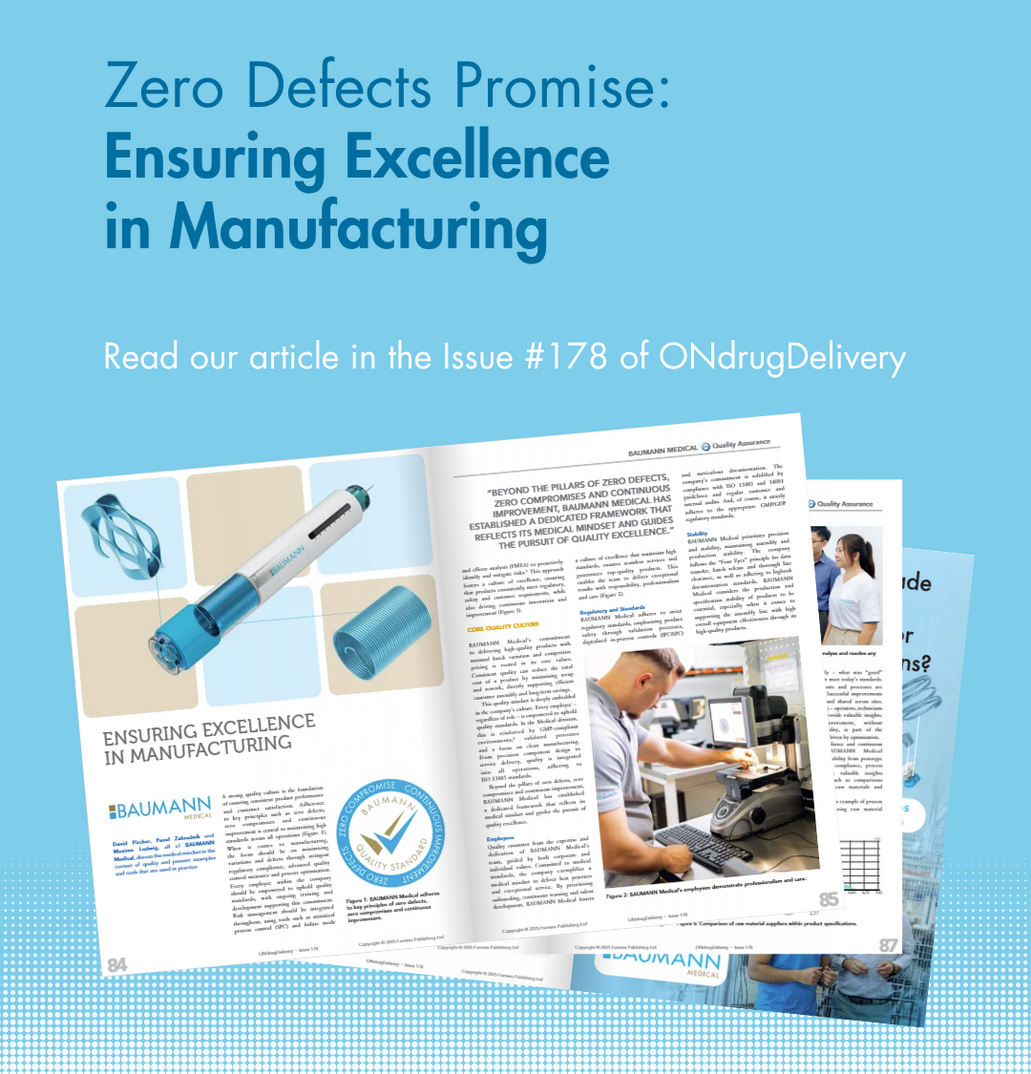 BAUMANN’s Zero Defects Promise featured in ONdrugDelivery