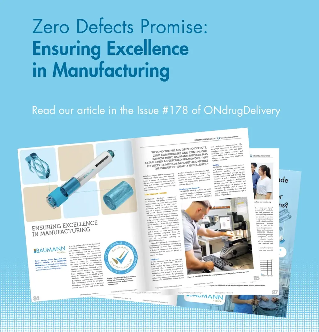 BAUMANN’s Zero Defects Promise featured in ONdrugDelivery BAUMANN’s Zero Defects Promise featured in ONdrugDelivery